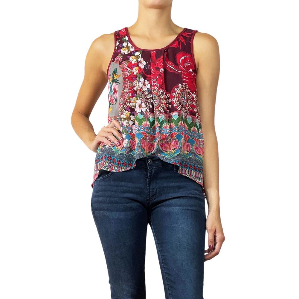 Desigual Maglia Donna Layered Sleeveless Tank Top XS - Picture 3 of 8